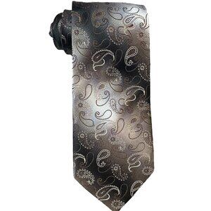 NEW w/o Tags Pronto Uomo Paisley Ombre Gray & Black 100% Silk Handmade Tie
